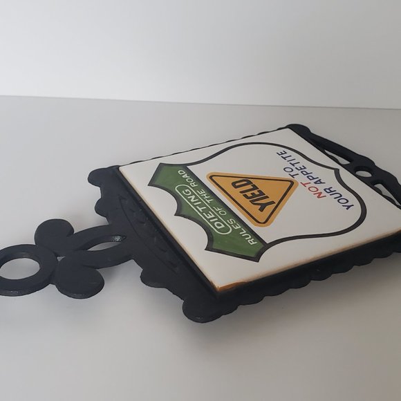 VTG Iron Kitchen Trivet Novelty Tile Wall Decor Retro Fun Joke Cottagecore Gift - Picture 8 of 8